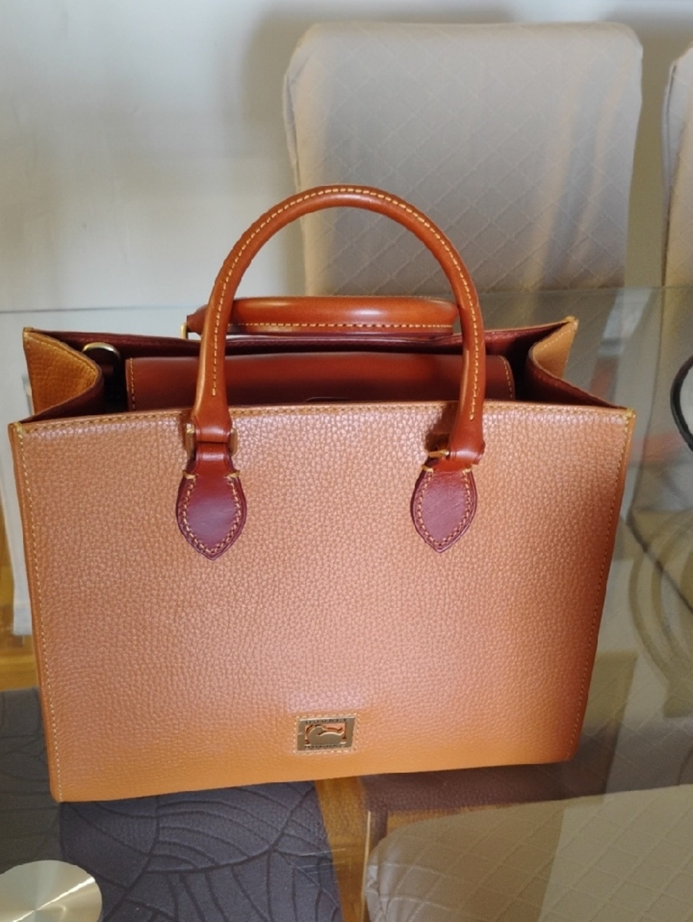 Dooney&burke Structured  Leather Satchel with Dual Top Handles